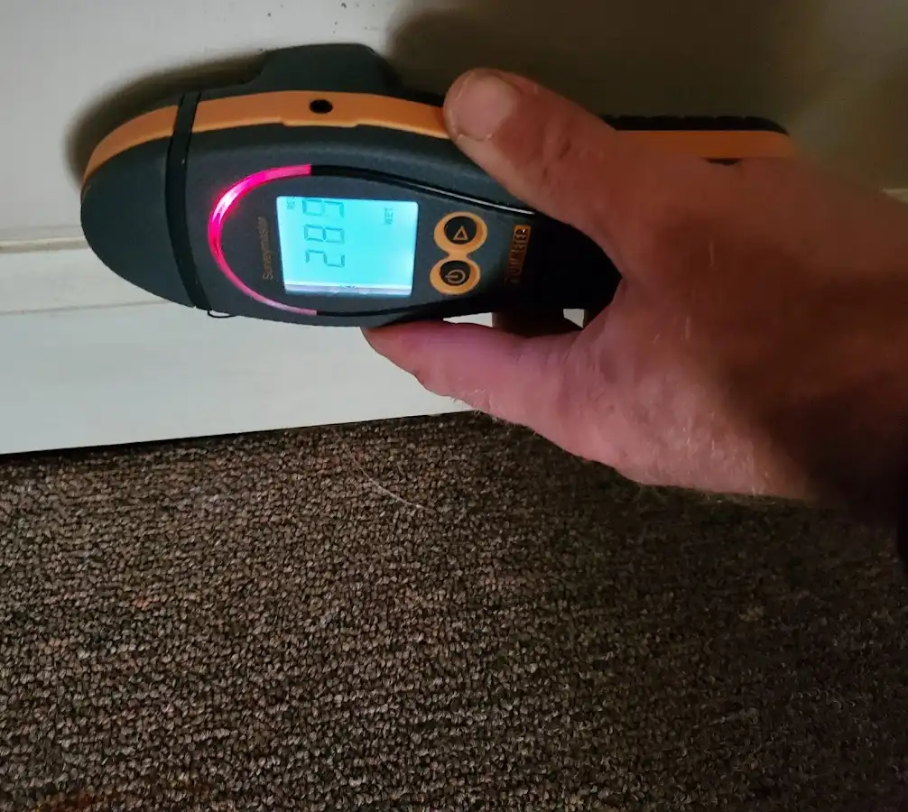 Moisture detection at baseboard during Burst Pipe Cleanup in Blakely